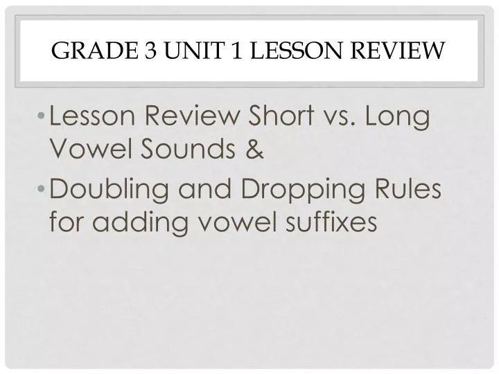 grade 3 unit 1 lesson review
