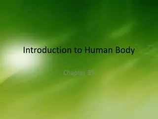 Introduction to Human Body