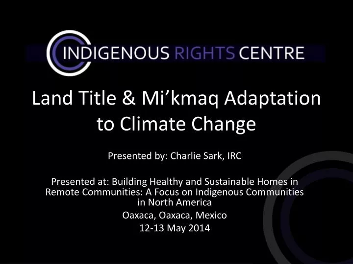 land title mi kmaq adaptation to climate change