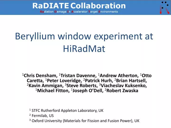 beryllium window experiment at hiradmat