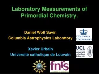 Laboratory Measurements of Primordial Chemistry.