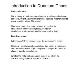 Introduction to Quantum Chaos