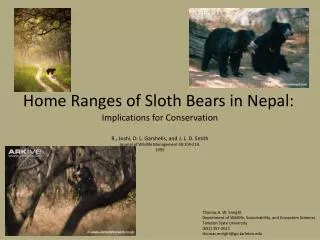 Home Ranges of Sloth Bears in Nepal: