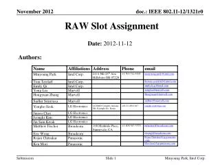 RAW Slot Assignment