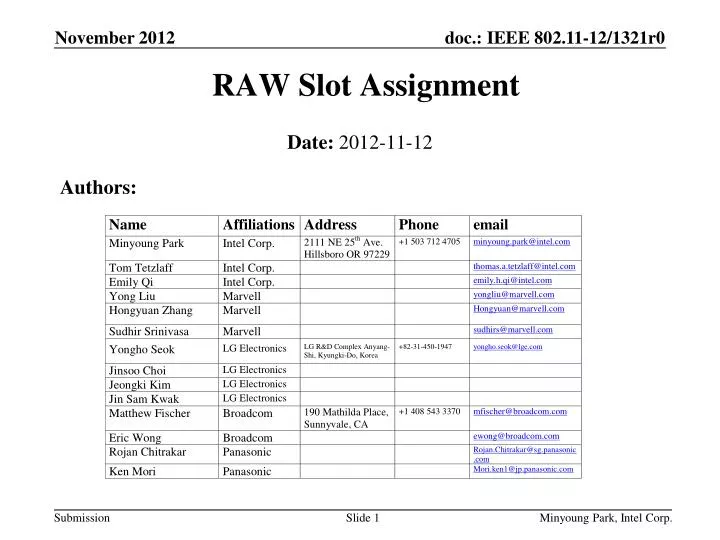 raw slot assignment