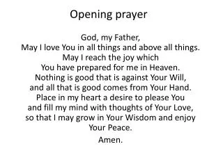 Opening prayer