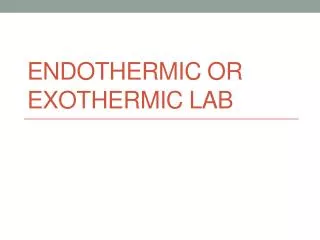 Endothermic or Exothermic Lab