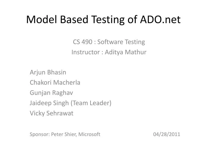 model based testing of ado net