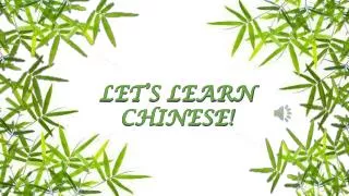 LET’S LEARN CHINESE!