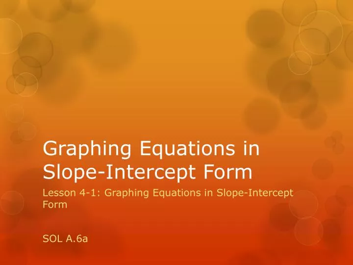 graphing equations in slope intercept form