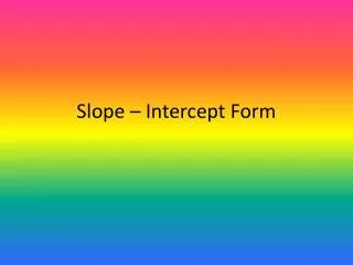 slope intercept form