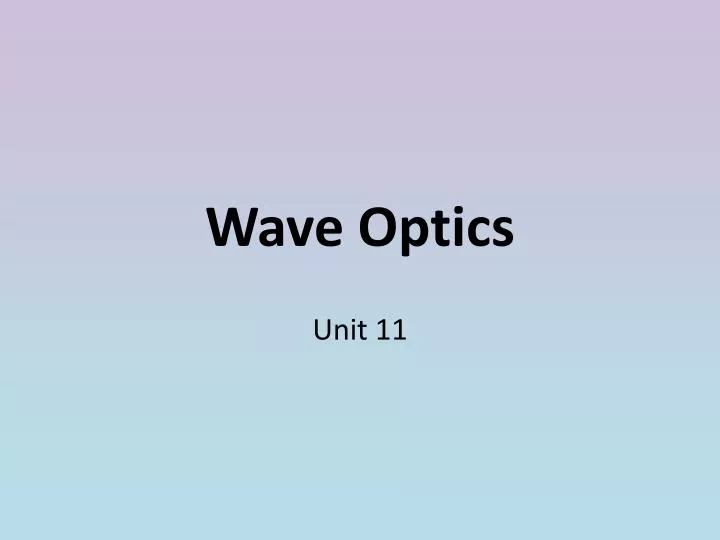 wave optics