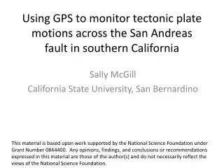 Using GPS to monitor tectonic plate motions across the San Andreas fault in southern California