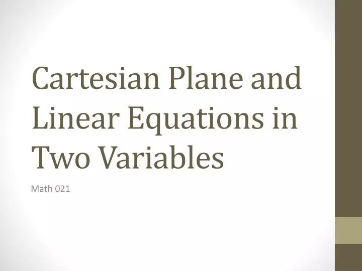 cartesian plane and linear equations in two variables
