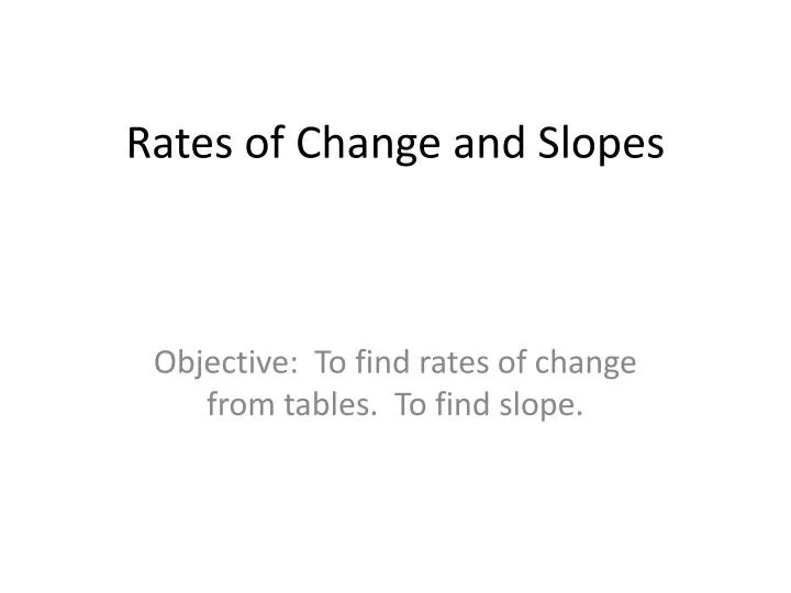 rates of change and slopes