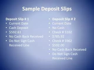 Sample Deposit Slips