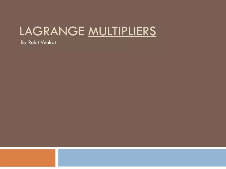 lagrange multipliers