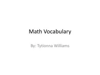 Math Vocabulary