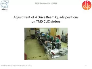 Adjustment of 4 Drive Beam Quads positions on TM0 CLIC girders