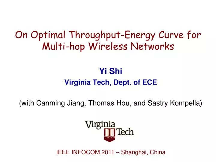 on optimal throughput energy curve for multi hop wireless networks