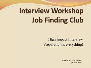 Interview Workshop Job Finding Club