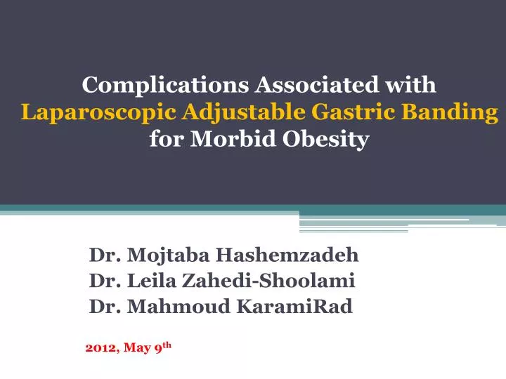 complications associated with laparoscopic adjustable gastric banding for morbid obesity
