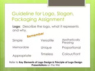 Guideline for Logo, Slogan, Packaging Assignment