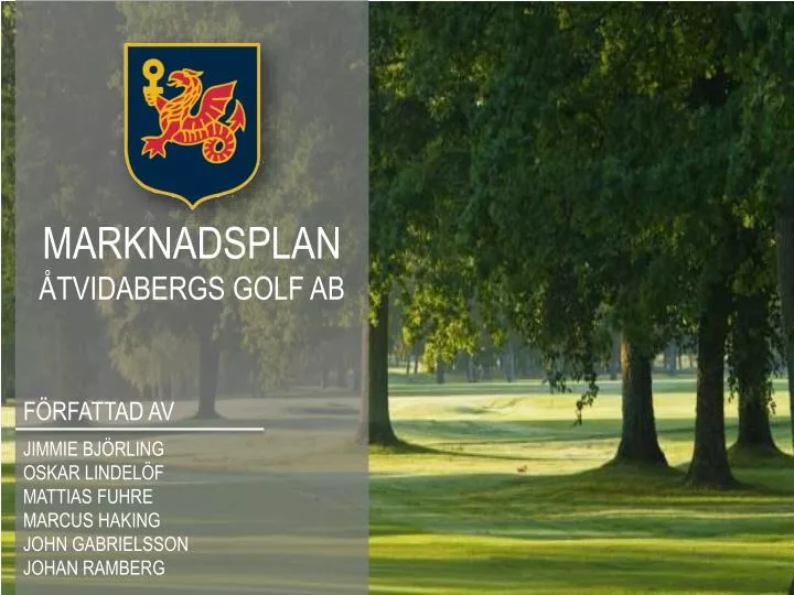 marknadsplan tvidabergs golf ab