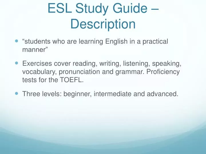 esl study guide description