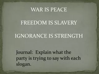 WAR IS PEACE FREEDOM IS SLAVERY IGNORANCE IS STRENGTH