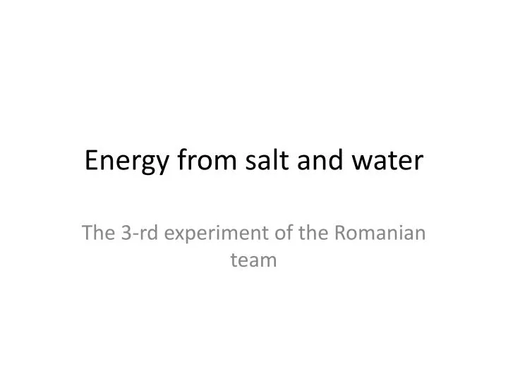 energy from salt and water