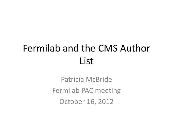 fermilab and the cms author list