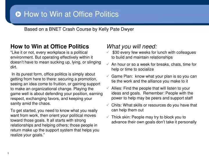 how to win at office politics