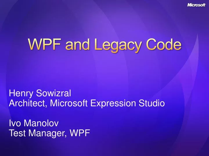 wpf and legacy code