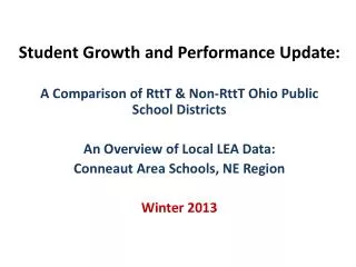 Student Growth and Performance Update:
