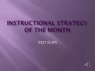 Instructional Strategy of the Month
