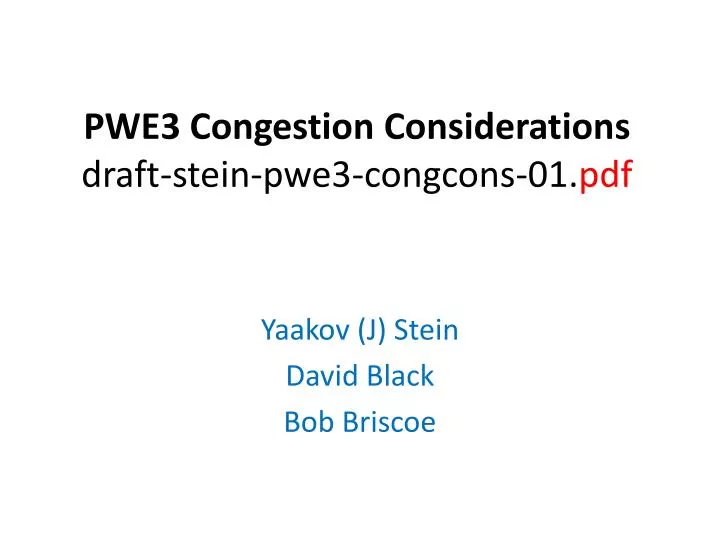 pwe3 congestion considerations draft stein pwe3 congcons 01 pdf