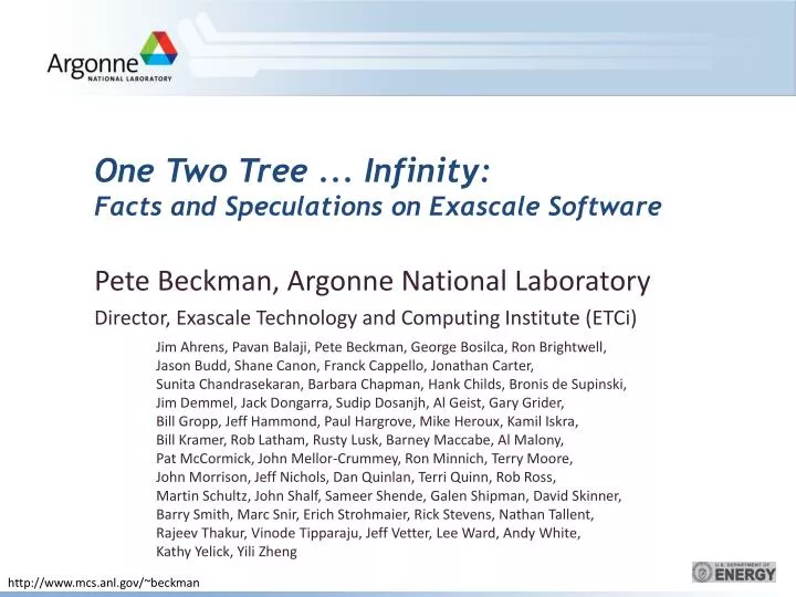 one two tree infinity facts and speculations on exascale software