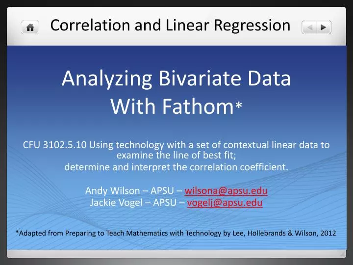 analyzing bivariate data with fathom