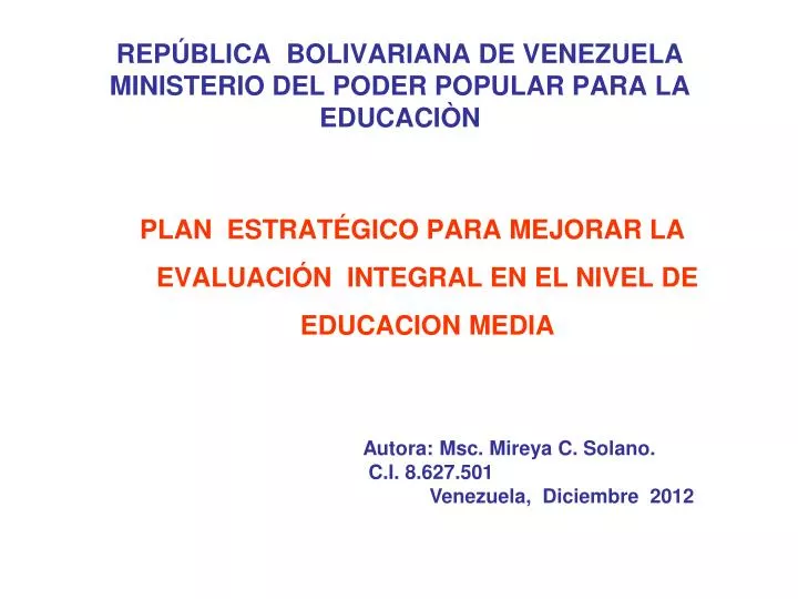 rep blica bolivariana de venezuela ministerio del poder popular para la educaci n