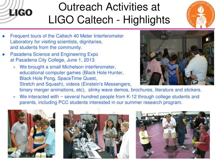 outreach activities at ligo caltech highlights