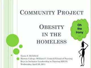 Community Project Obesity in the homeless