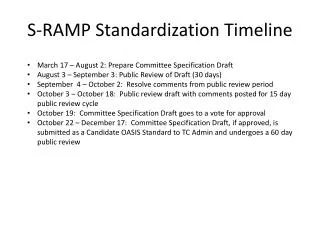 S-RAMP Standardization Timeline