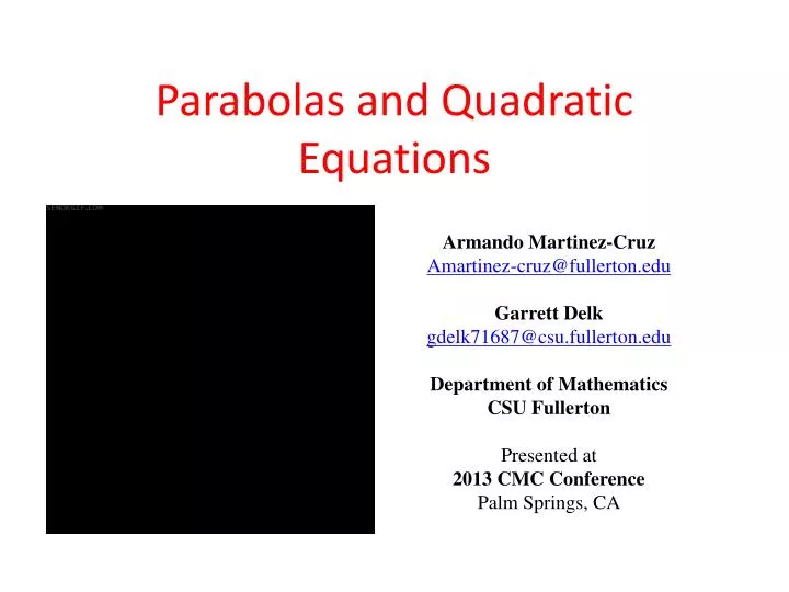 parabolas and quadratic equations