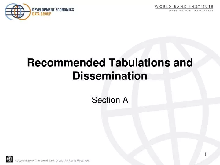 recommended tabulations and dissemination