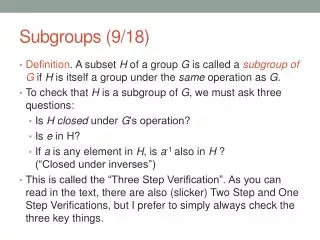 Subgroups (9/18)