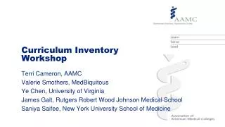 Curriculum Inventory Workshop