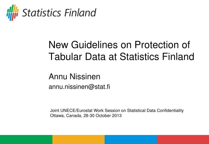 new guidelines on protection of tabular data at statistics finland