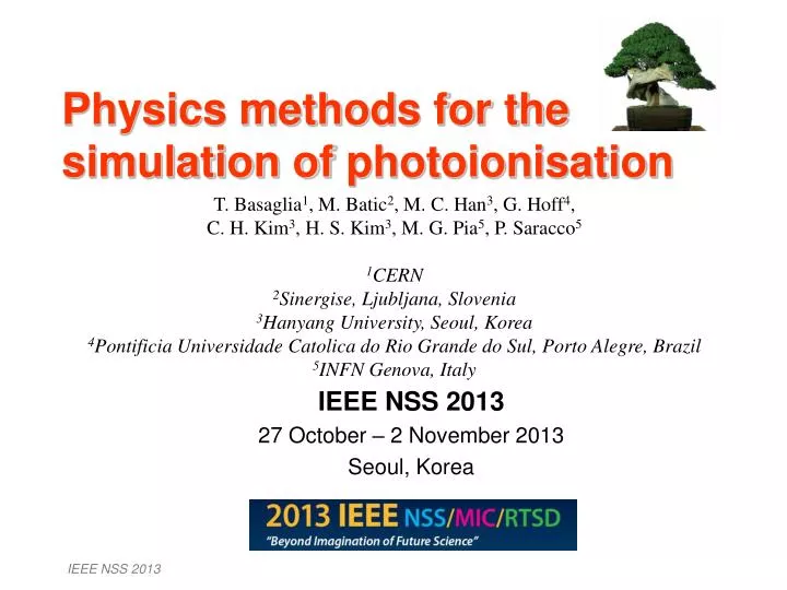 physics methods for the simulation of photoionisation