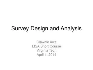 Survey Design and Analysis